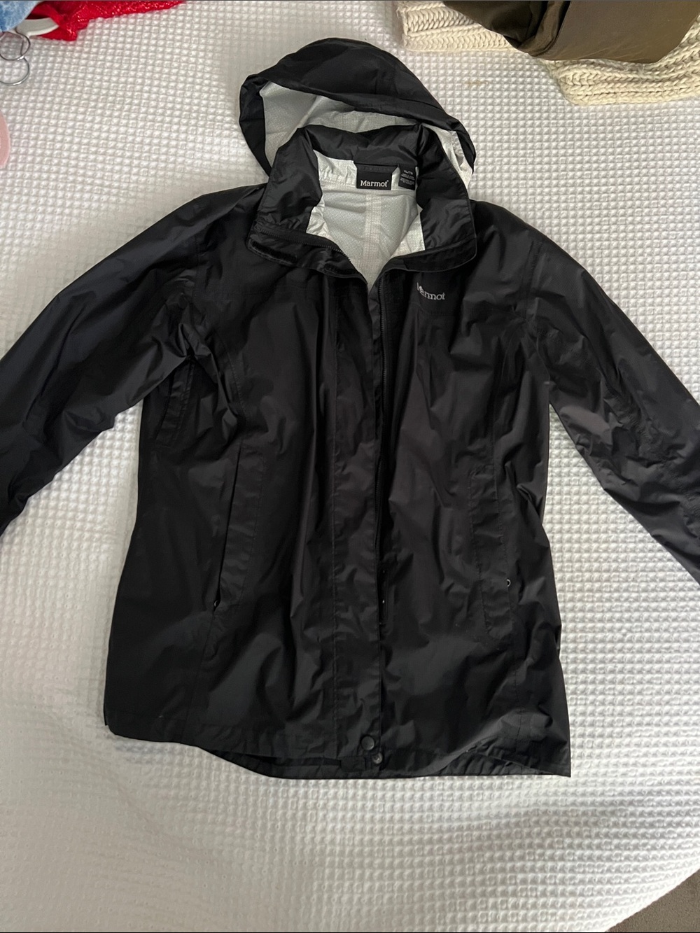 Marmot Black Hooded Waterproof Shell Jacket